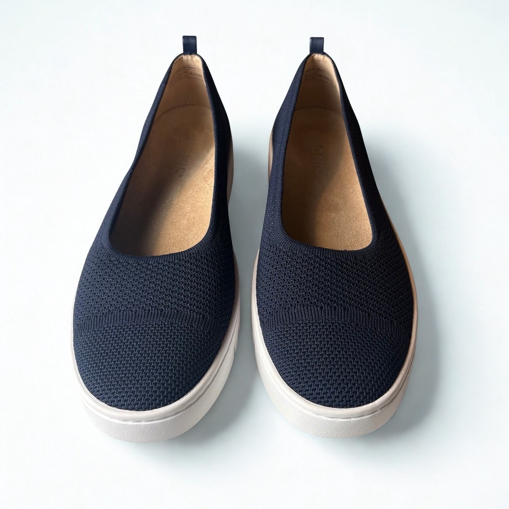 Vionic Uptown Flats Womens 8.5 Navy Knit Skimmer Comfort Orthotic Shoes Slip On - Picture 7 of 9